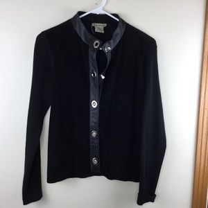 Escapade Suede Knit Jacket Metal Clasp Closure M